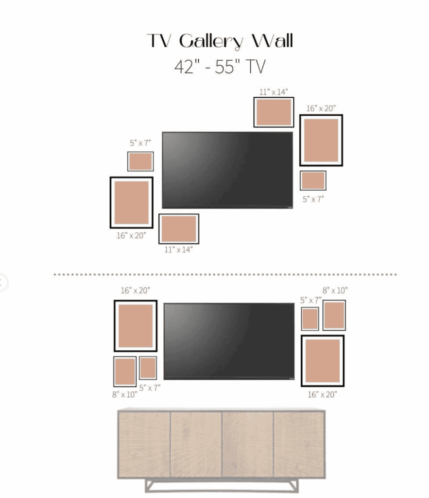 Heirloom portrait gallery wall showcasing family photographs by D. Layne Photography, arranged elegantly in a home setting